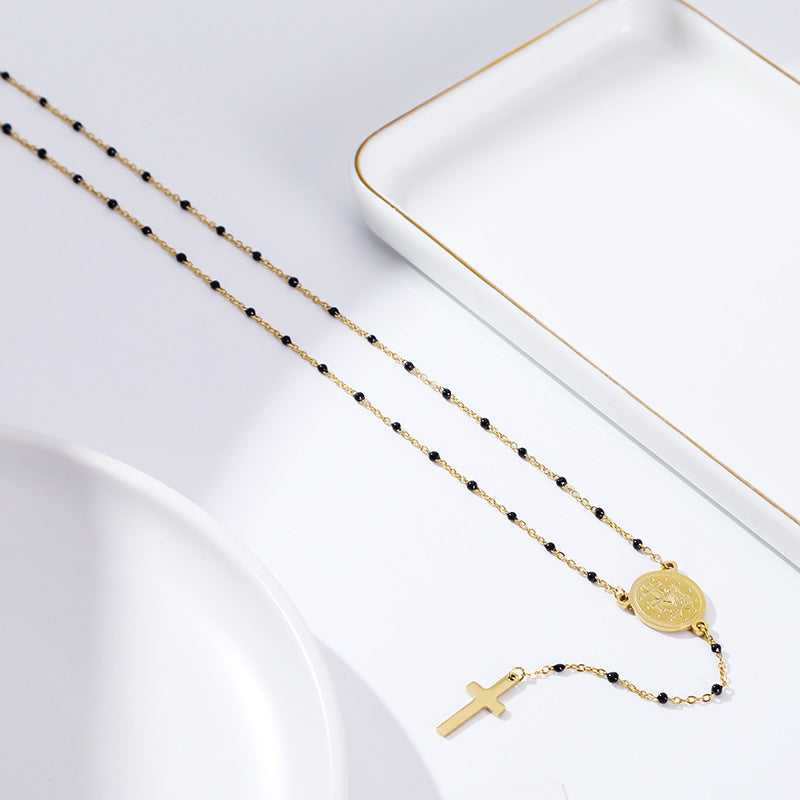 Women's Long Drip Glazed Enamel Stainless Steel Necklace